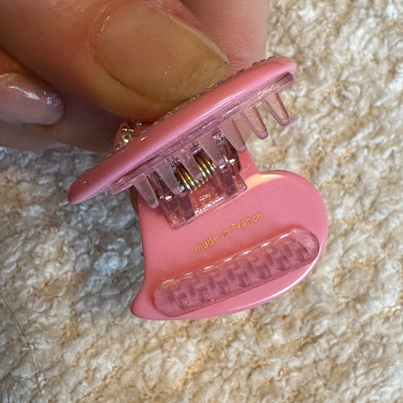 Gucci Pink Rhinestone GG Logo Interlocking Hair Clip - Picture 4 of 6